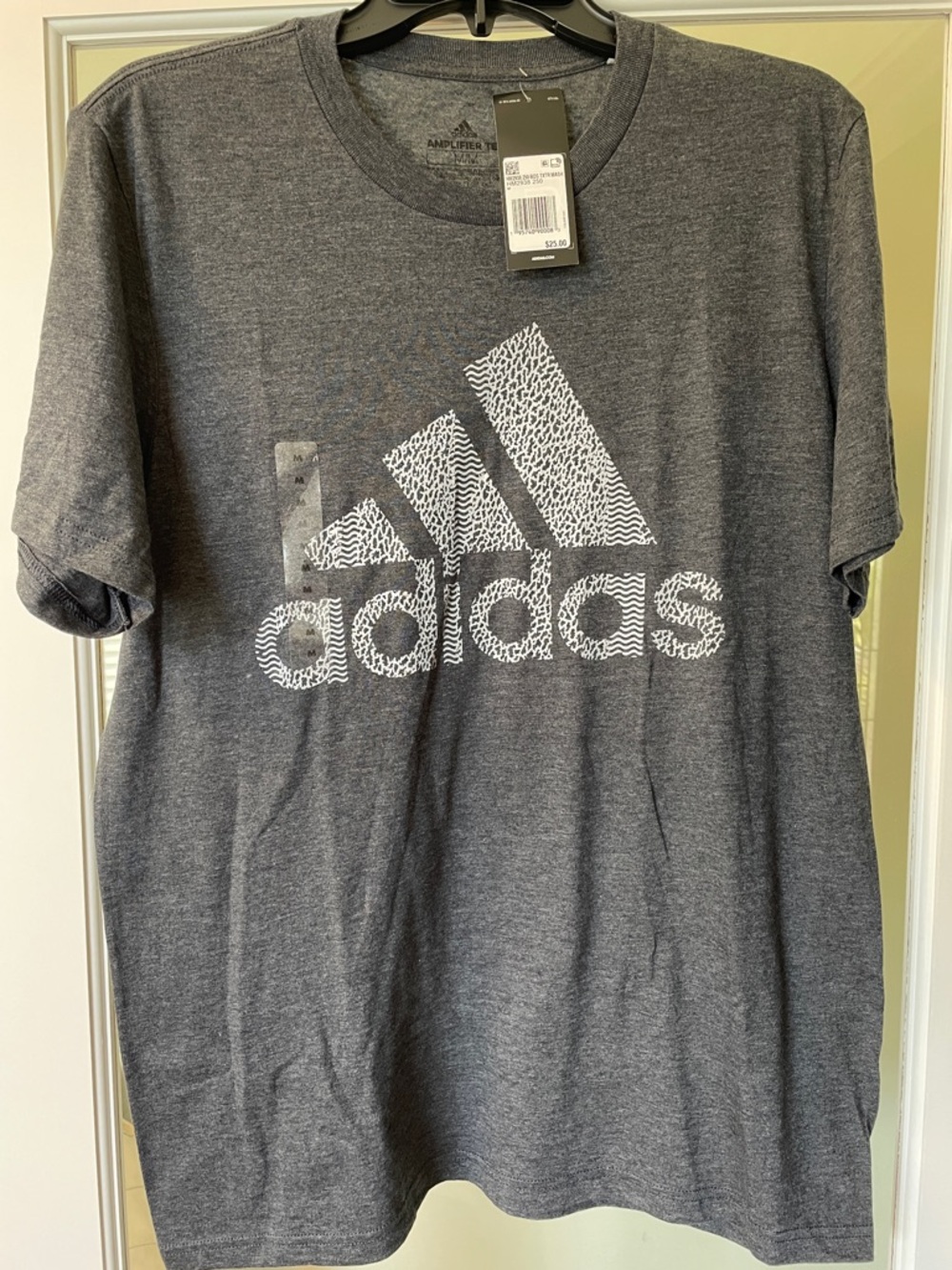 adidas Men's Heather Charcoal Gray Logo Short Sleeve Tee